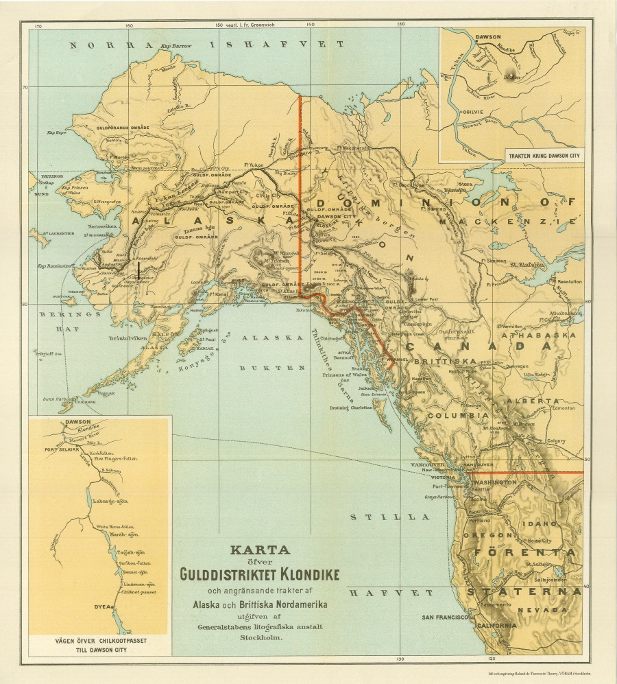 Karta över Alaska och västra Kanada